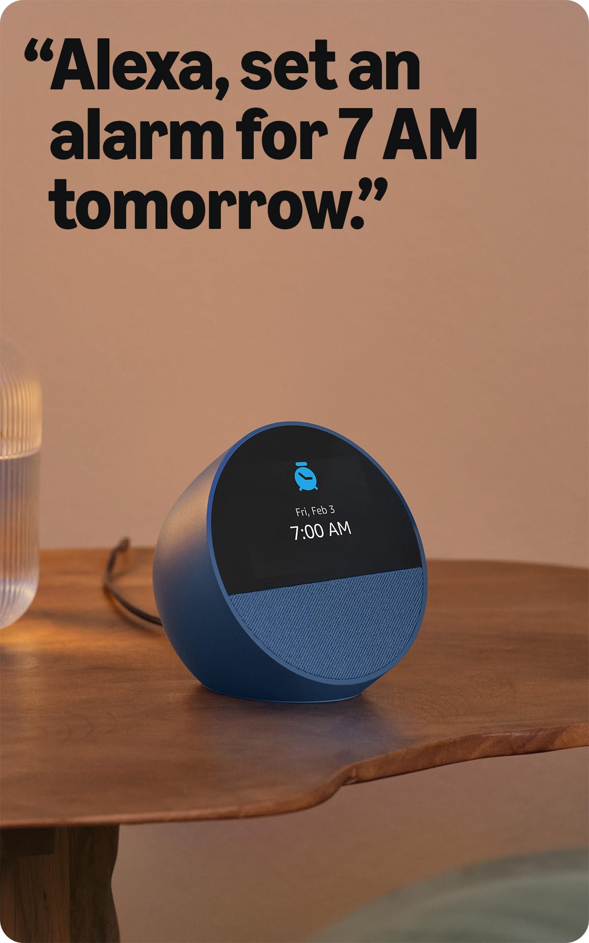 Amazon Echo Spot (newest model), Great for nightstands, offices and kitchens, Smart alarm clock, Designed for Alexa+, Black