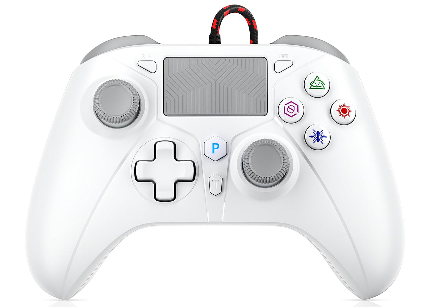 Dinosoo RGB Wireless Controller for PS5/PlayStation 5 PC, Bluetooth Controller with Turbo, Macro, Dynamic Vibration, 6-Axis Motion Control, 3.5mm Audio Jack, 1000mAh Battery, Speaker - Blue