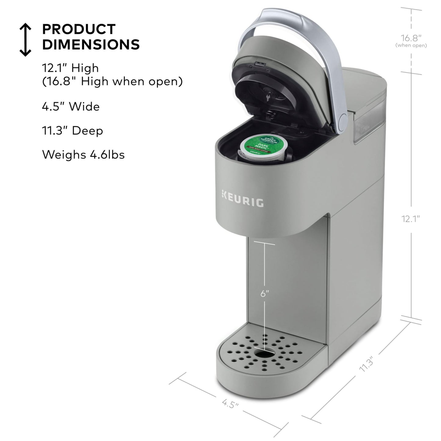 Keurig K-Mini Single Serve K-Cup Pod Coffee Maker, 6 to 12oz Brew size, with Cord Storage, Perfect for Small Spaces, Black