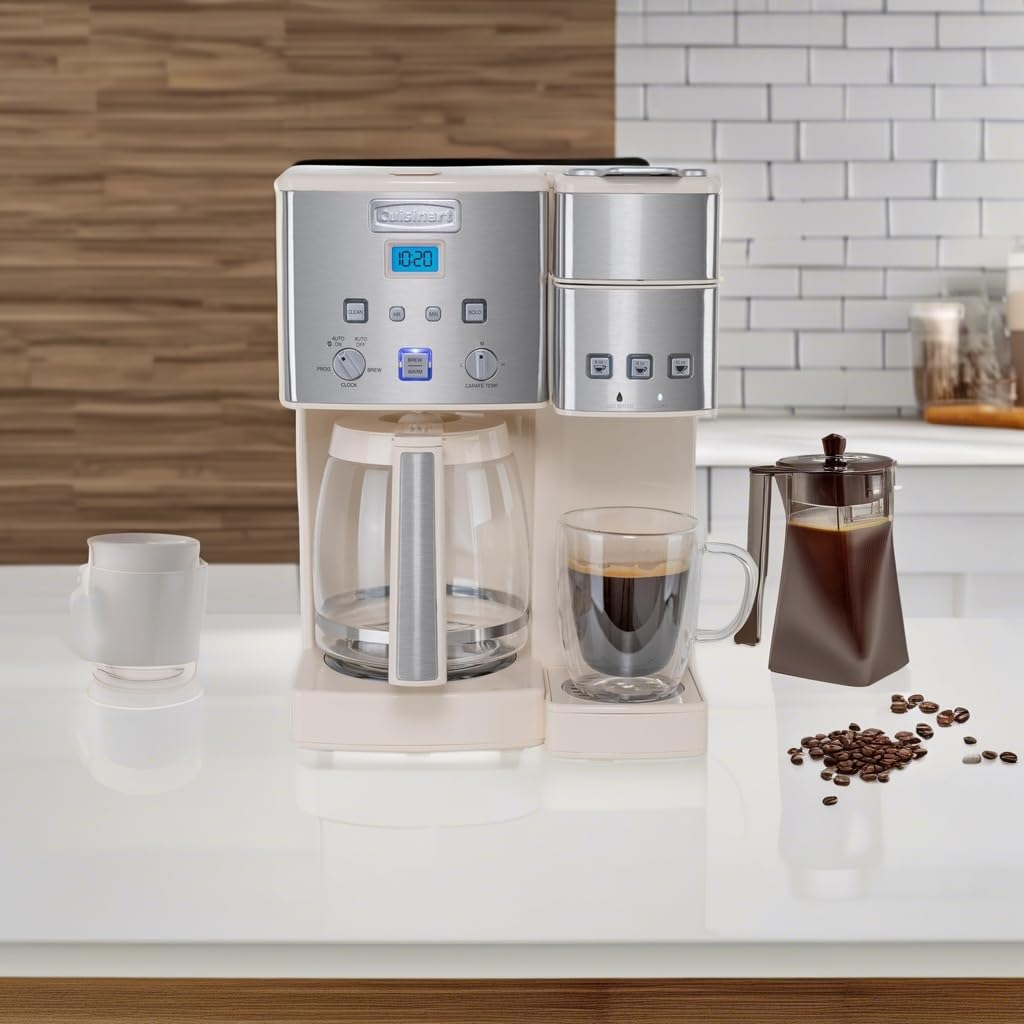 Cuisinart Single Serve + 12 Cup Coffee Maker, Offers 3-Sizes: 6-Ounces, 8-Ounces and 10-Ounces, Stainless Steel, SS-15CP, Copper