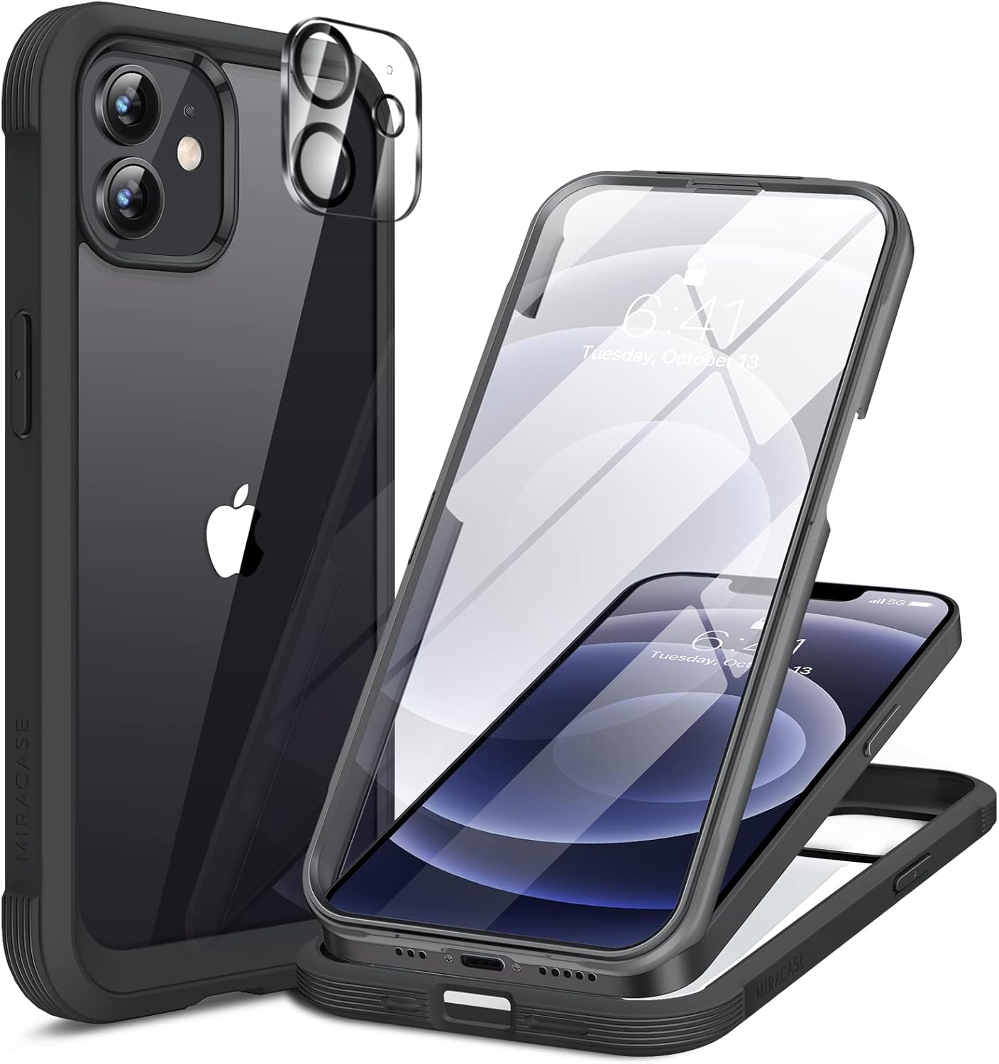 Miracase for iPhone 17e Case& iPhone 16e Case, Full-Body Phone with Built-in Glass Screen Protector, [Magnetic with MagSafe] Military Drop Proof 17 E/ 16 E Cover Bumper 6.1 inch, Black