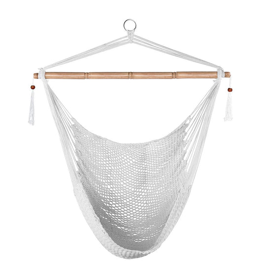 Lazy Daze Hammocks Chair Caribbean Hanging Rope Weaving Chair with 40" Hardwood Spreader Bar and Soft-Spun Cotton Rope for Indoor/Outdoor Backyard & Living Room, Max 300 LBS, Natural