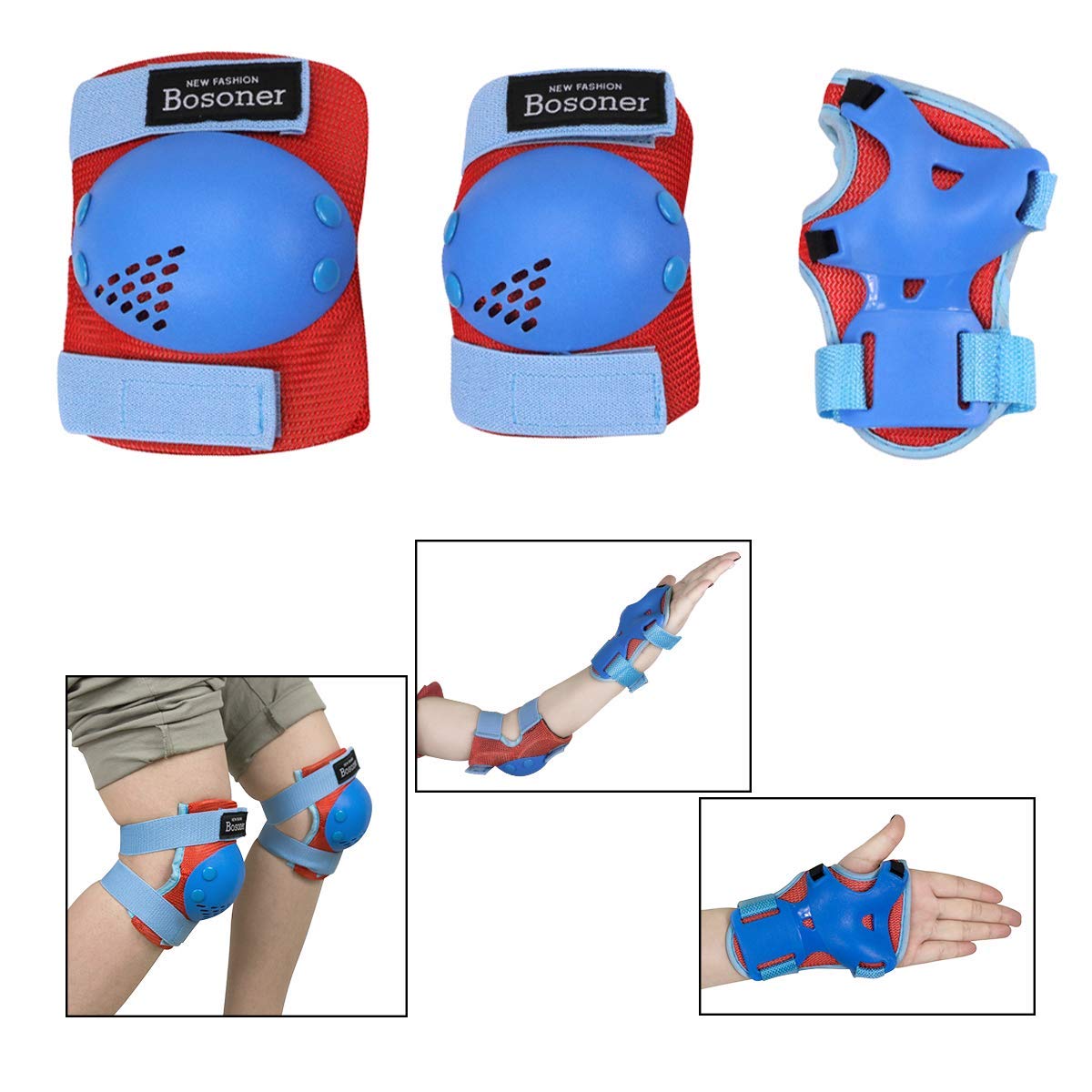 BOSONER Kids/Youth Knee Pad Elbow Pads for Roller Skates Cycling BMX Bike Skateboard Inline Rollerblading, Skating Skatings Scooter Riding Sports