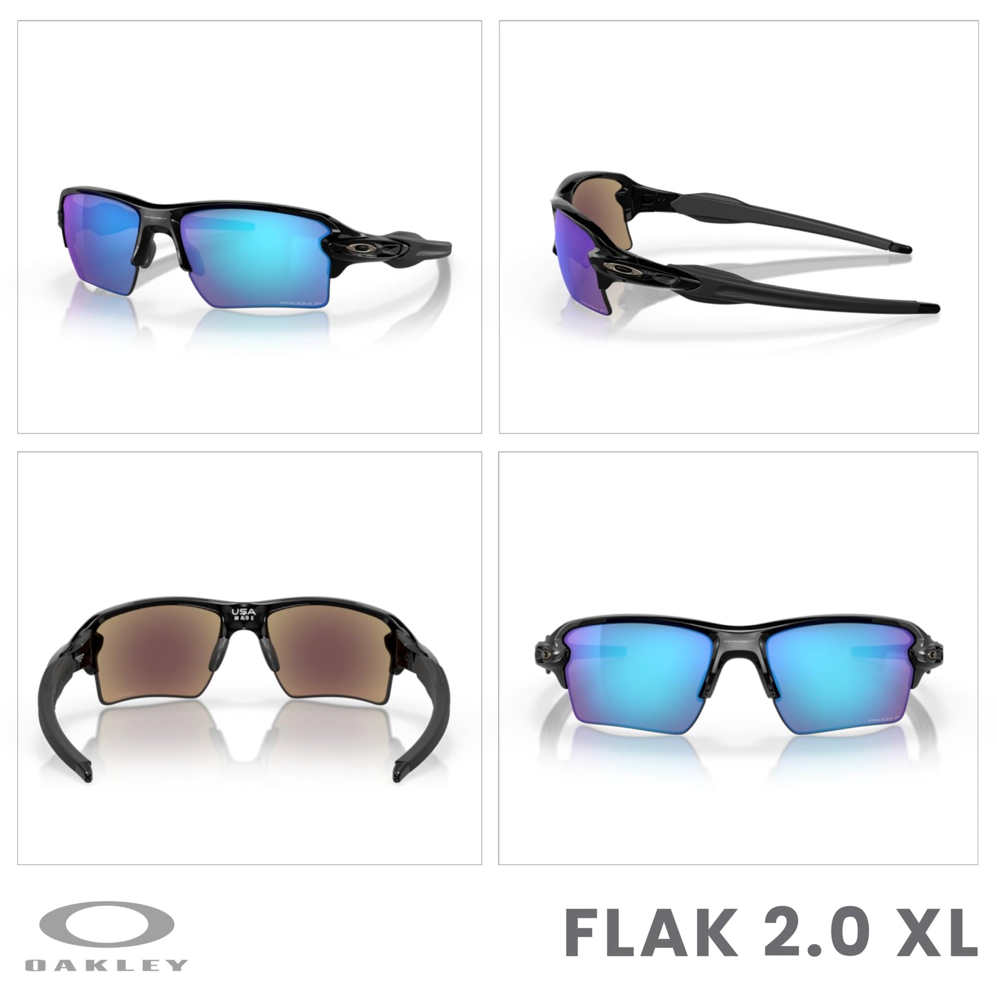 OAKLEY Flak 2.0 XL OO9188 Rectangle Sunglasses For Men+ Bundle Accessory Leash Kit, Microfiber Pouch
