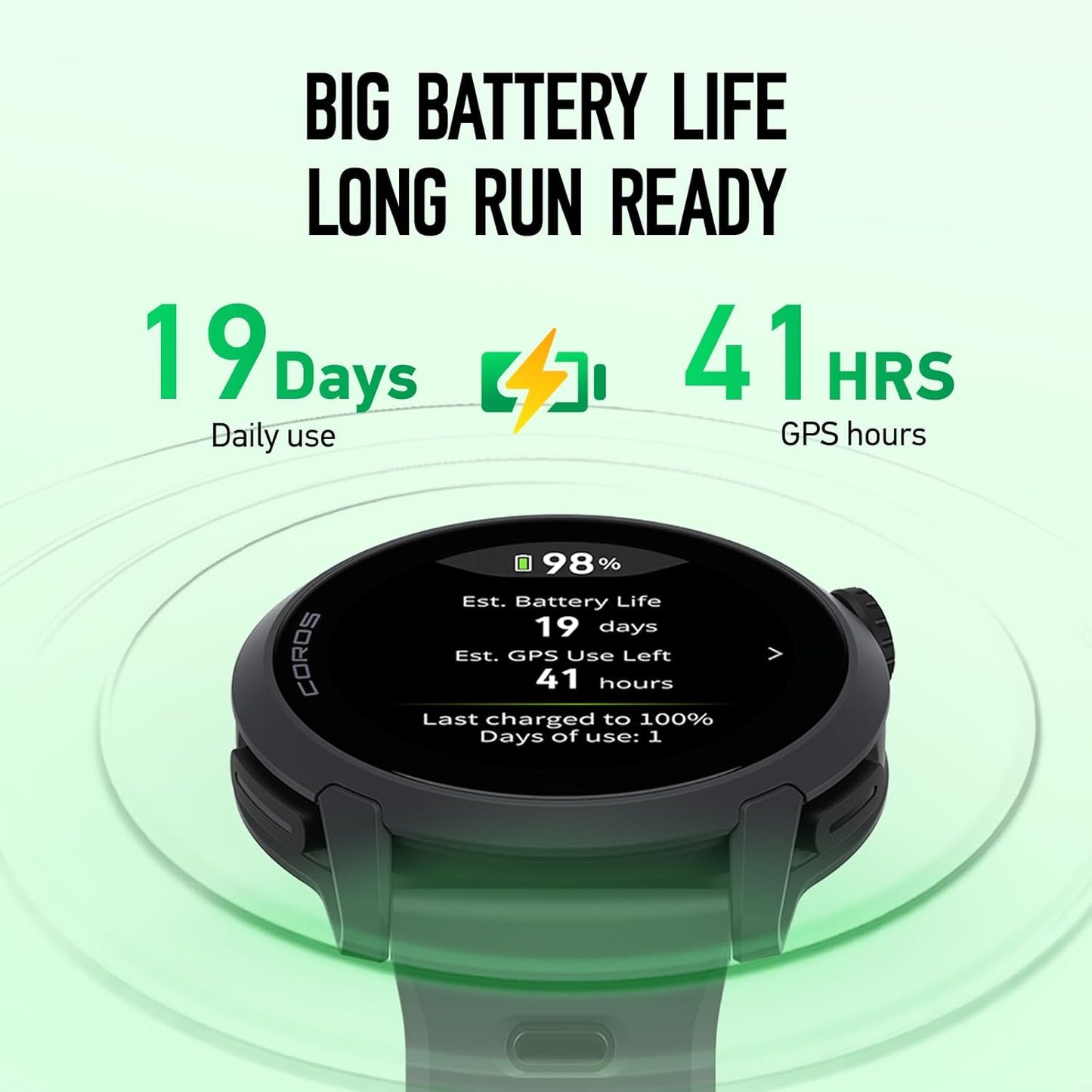 COROS PACE 4 Ultralight Sport GPS Watch, 1.2" AMOLED Touchscreen,19 days of daily use, Voice Features, Advanced Training Tools, GPS, Heart Rate Monitor, Navigation, Run, Bike, and Ski - Black Silicone