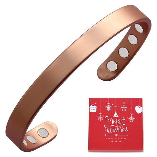 MagEnergy Copper Bracelet for Men and Women, 99.9% Pure Copper Magnetic Bangle with 8pcs 3500 Gauss Magnets, Adjustable Jewelry Gift
