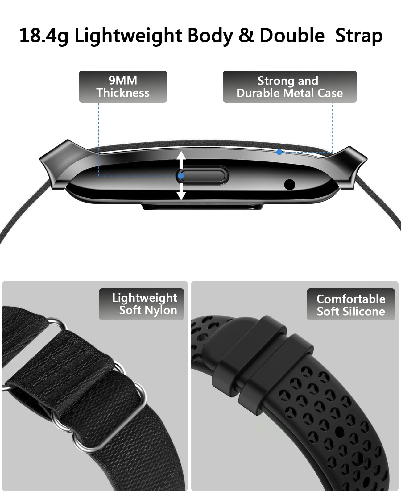 Smart Bracelet for Men Women, Health Activity Fitness Trackers, 24H Sleep Tracker, 24/7 Continuous Heart Rate/Blood Pressure/HRV/Stress Monitor, 170+ Sports Modes Smart Wristband with 2 Bands Free APP