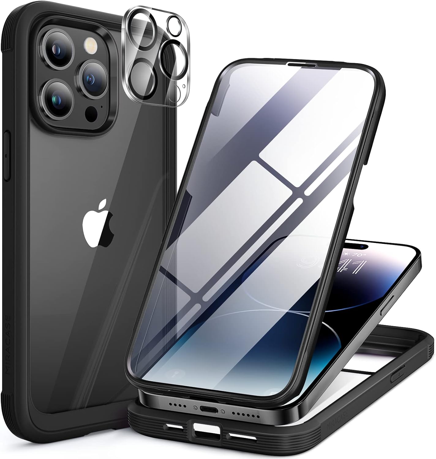 Miracase for iPhone 17e Case& iPhone 16e Case, Full-Body Phone with Built-in Glass Screen Protector, [Magnetic with MagSafe] Military Drop Proof 17 E/ 16 E Cover Bumper 6.1 inch, Black