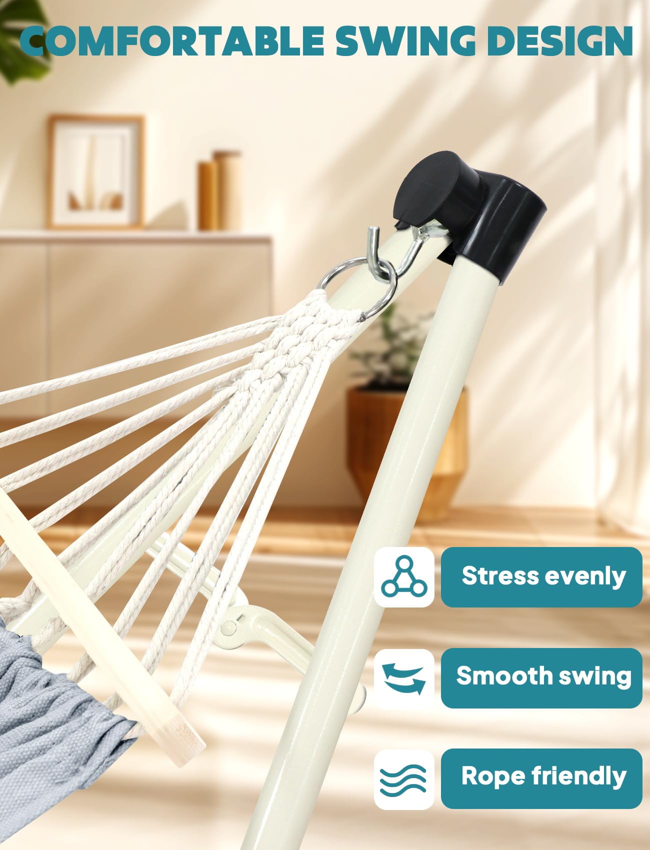 Anyoo 2 in 1 Hammock and Swinging Chair with Collapsible Steel Stand & Carrying Case,Portable & Adjustable,Easy Set Up for Outdoor,Indoor,Porch Swing,Patio,Garden,Camping Trip