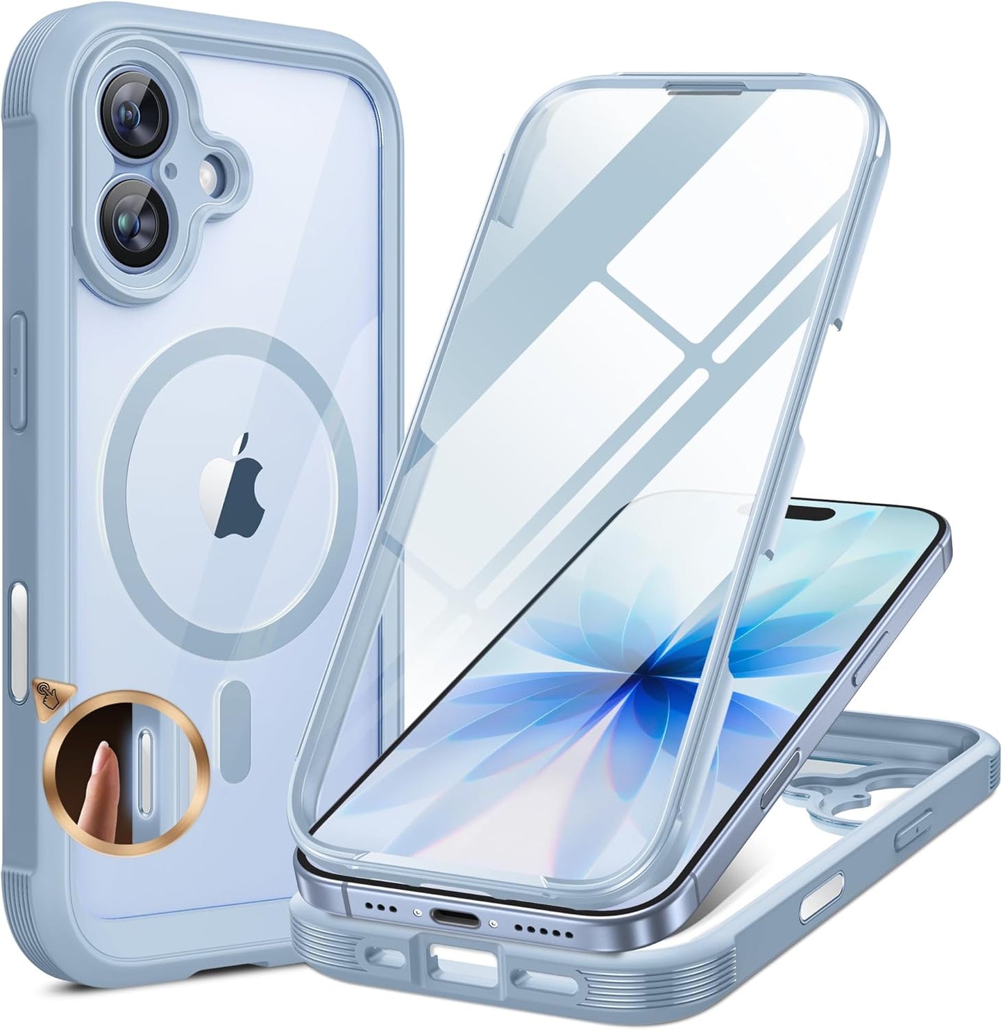Miracase for iPhone 17e Case& iPhone 16e Case, Full-Body Phone with Built-in Glass Screen Protector, [Magnetic with MagSafe] Military Drop Proof 17 E/ 16 E Cover Bumper 6.1 inch, Black