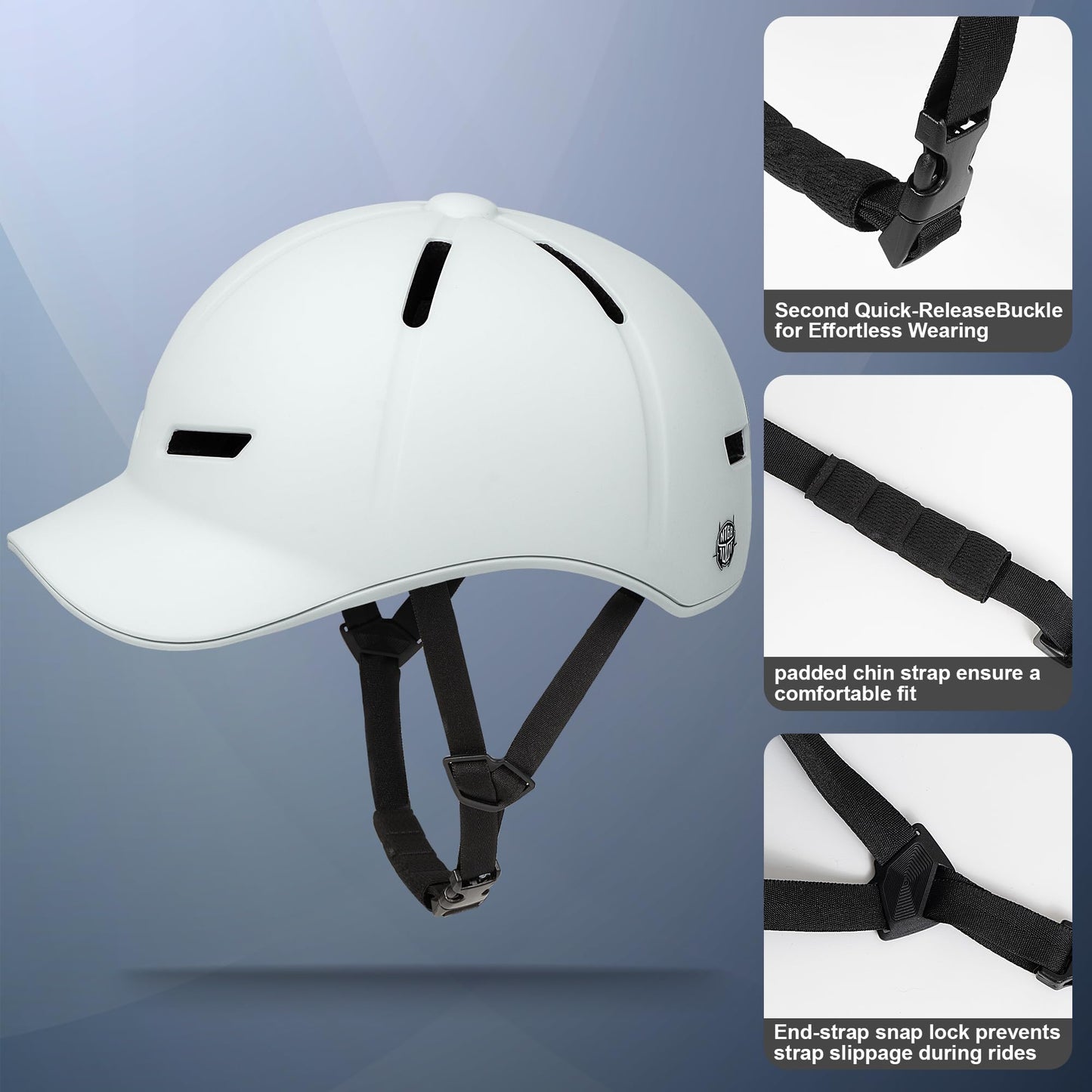 Bike Helmet Adult Men/Women-USB Rechargeable Rear Light CPSC/ASTM Certified 2 Removable Liners Adjustable Lightweight Baseball Cap Style for Youth Road&Mountain Biking Skating Scooter