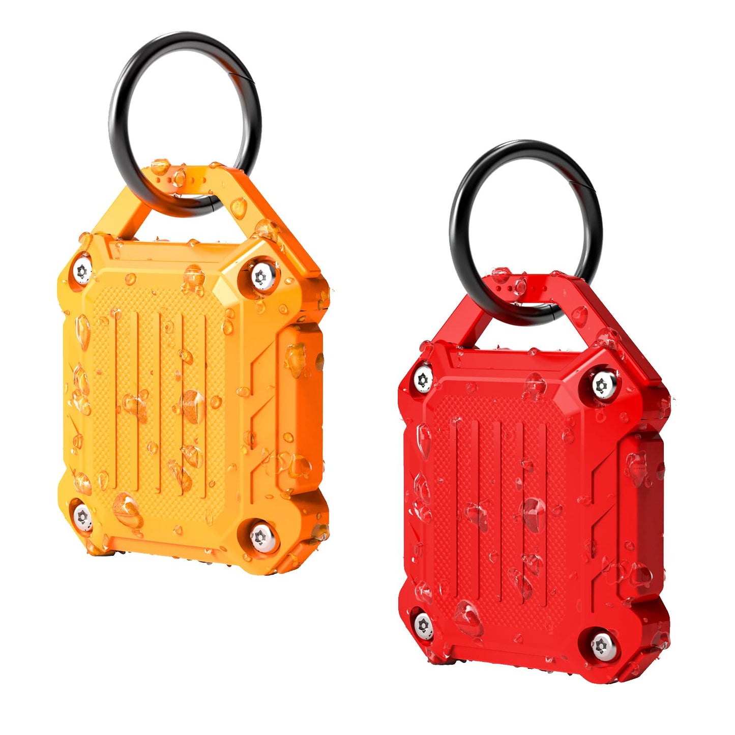 Dovick- Waterproof Airtag Keychain Holder Case,Screw Full Cover Compatible with Apple Air Tag Tracker Key Ring (Black 2Pack)