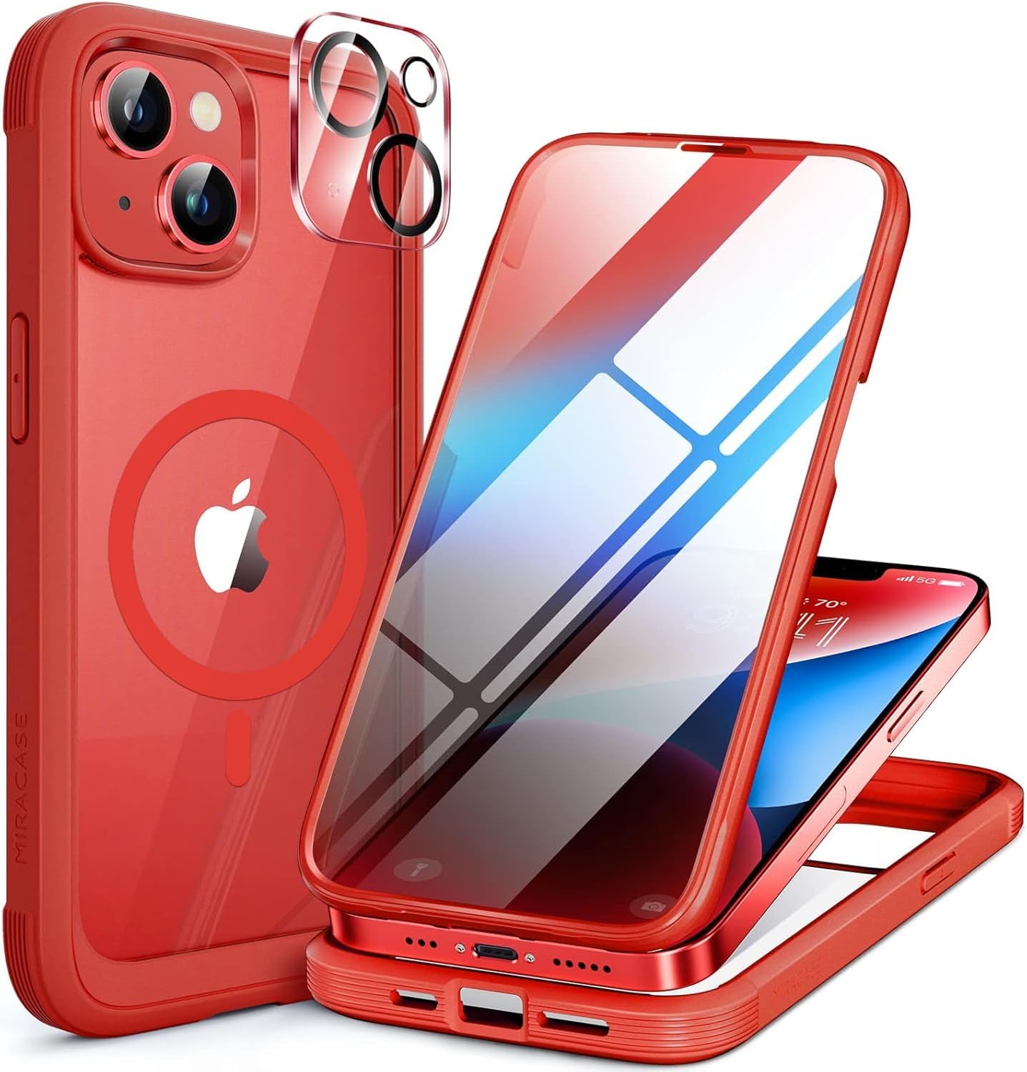 Miracase for iPhone 17e Case& iPhone 16e Case, Full-Body Phone with Built-in Glass Screen Protector, [Magnetic with MagSafe] Military Drop Proof 17 E/ 16 E Cover Bumper 6.1 inch, Black