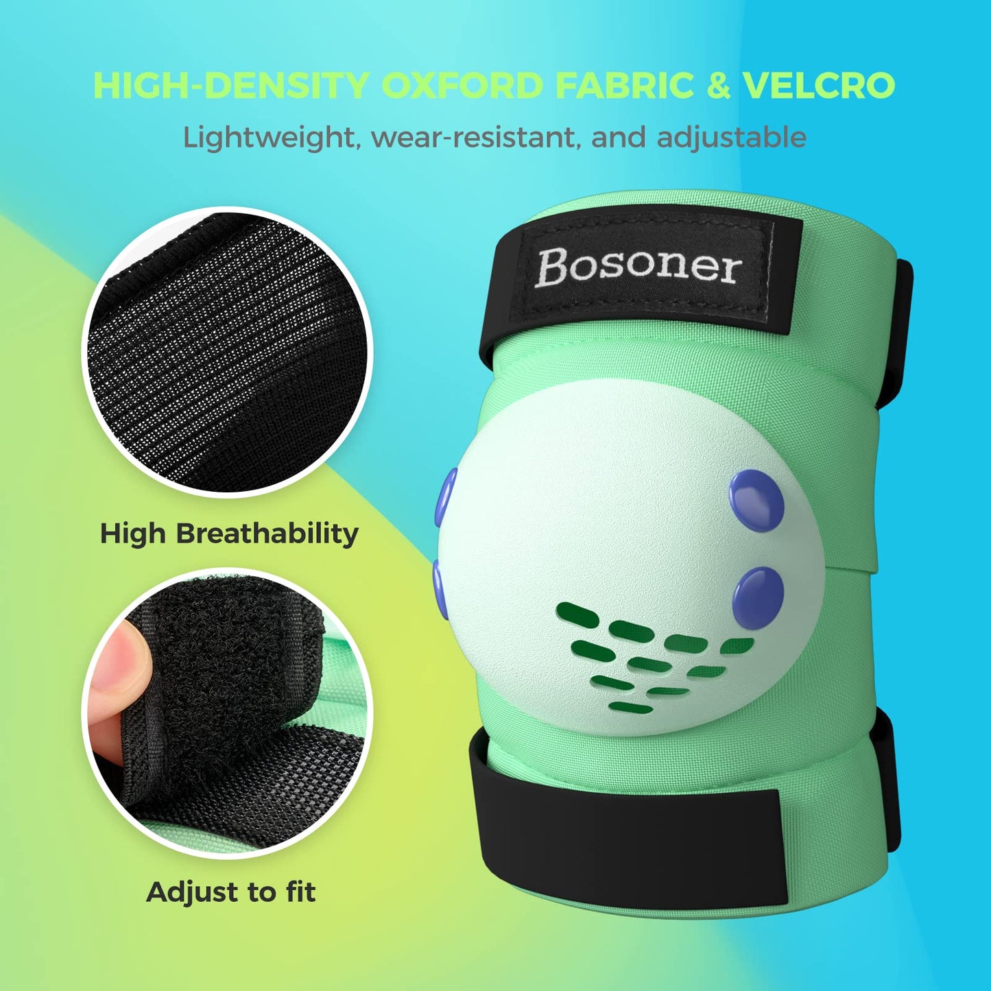 BOSONER Kids/Youth Knee Pad Elbow Pads for Roller Skates Cycling BMX Bike Skateboard Inline Rollerblading, Skating Skatings Scooter Riding Sports