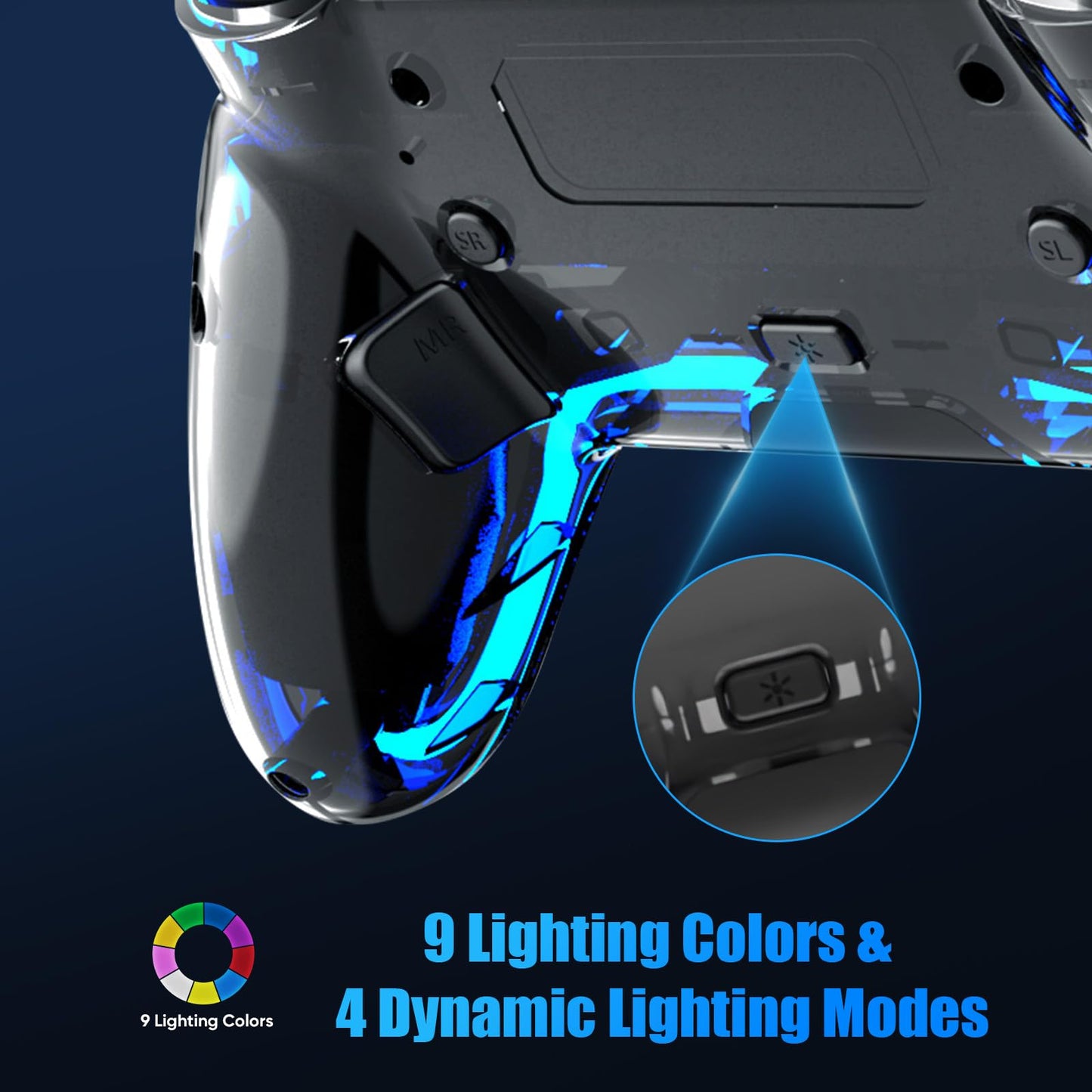 BETMI Wireless Controller for PS5, Pro/Slim/MAC/Steam Deck/PC, Hall Effect Joystick, Dual Vibration/Marco/Turbo, 3.5mm Jack, 6-Axis, Mute Key, LED Gamepad with Speaker (4 Lighting Effects, 9 Light Colors)