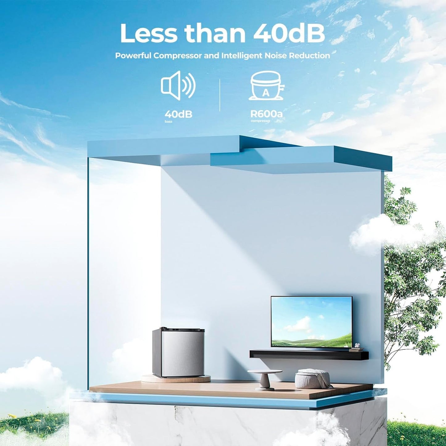 1.1 Cu.ft Upright Freezer, Small Mini Freezer with Adjustable Thermostat, Removable Shelves, Reversible Single Door, for Bedroom/Home/Dorms/Apartment, Silver