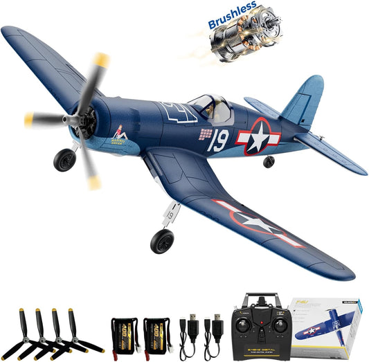 CKYSCHN Brushless RC Plane F4U Corsair - 4CH 500mm RC Airplane 3 Modes to Learn Flight & 6-Axis Gyro, 2.4GHz RTF Remote Control Airplane for Adults - One Key Aerobatic