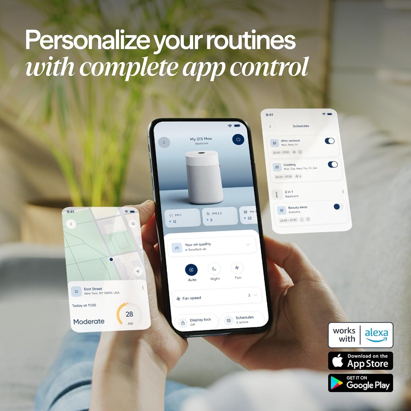 BLUEAIR Air Purifiers for Large Rooms, Cleans 3,048 Sqft In One Hour, HEPASilent Smart Air Cleaner For Home, Pets, Allergies, Virus, Dust, Mold, Smoke - Blue Pure 211i Max