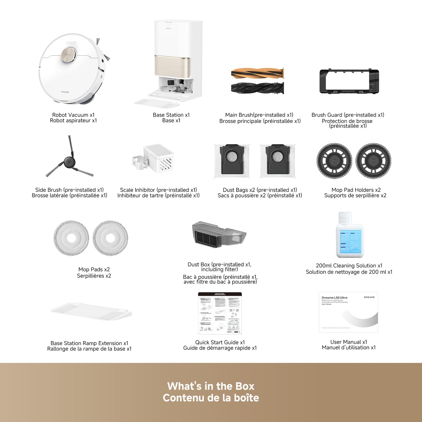 DREAME L50 Ultra Robot Vacuum and Mop White, 19,500Pa Suction, with Auto-Empty and Mop Self-Cleaning, Precise Obstacle Avoidance, HyperStream Detangling DuoBrush