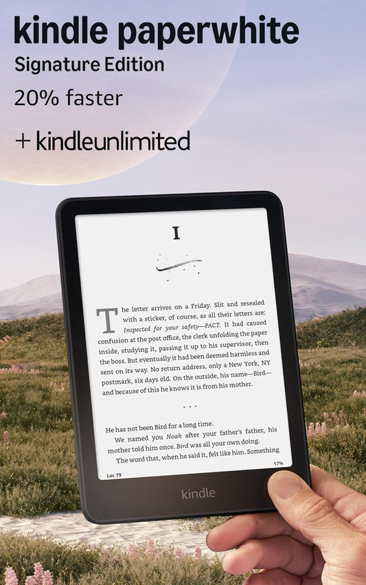 Amazon Kindle Paperwhite Signature Edition 32GB (newest model) – 20% faster with auto-adjusting front light, wireless charging, and weeks of battery life – Metallic Black
