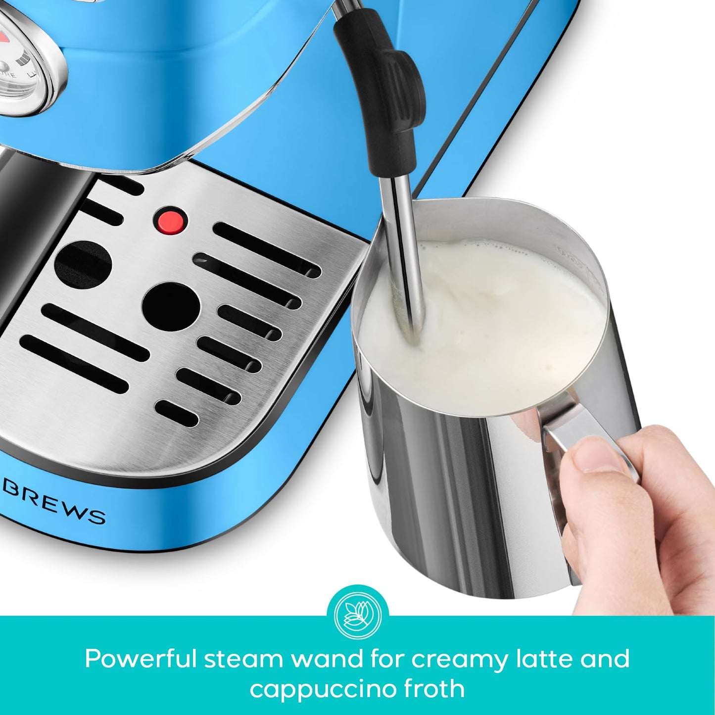 CASABREWS CM5418 Espresso Machine 20 Bar, Compact Espresso Maker with Steam Milk Frother, Stainless Steel Coffee Machine with 34oz Removable Water Tank for Cappuccino, Small Latte Machine, Silver