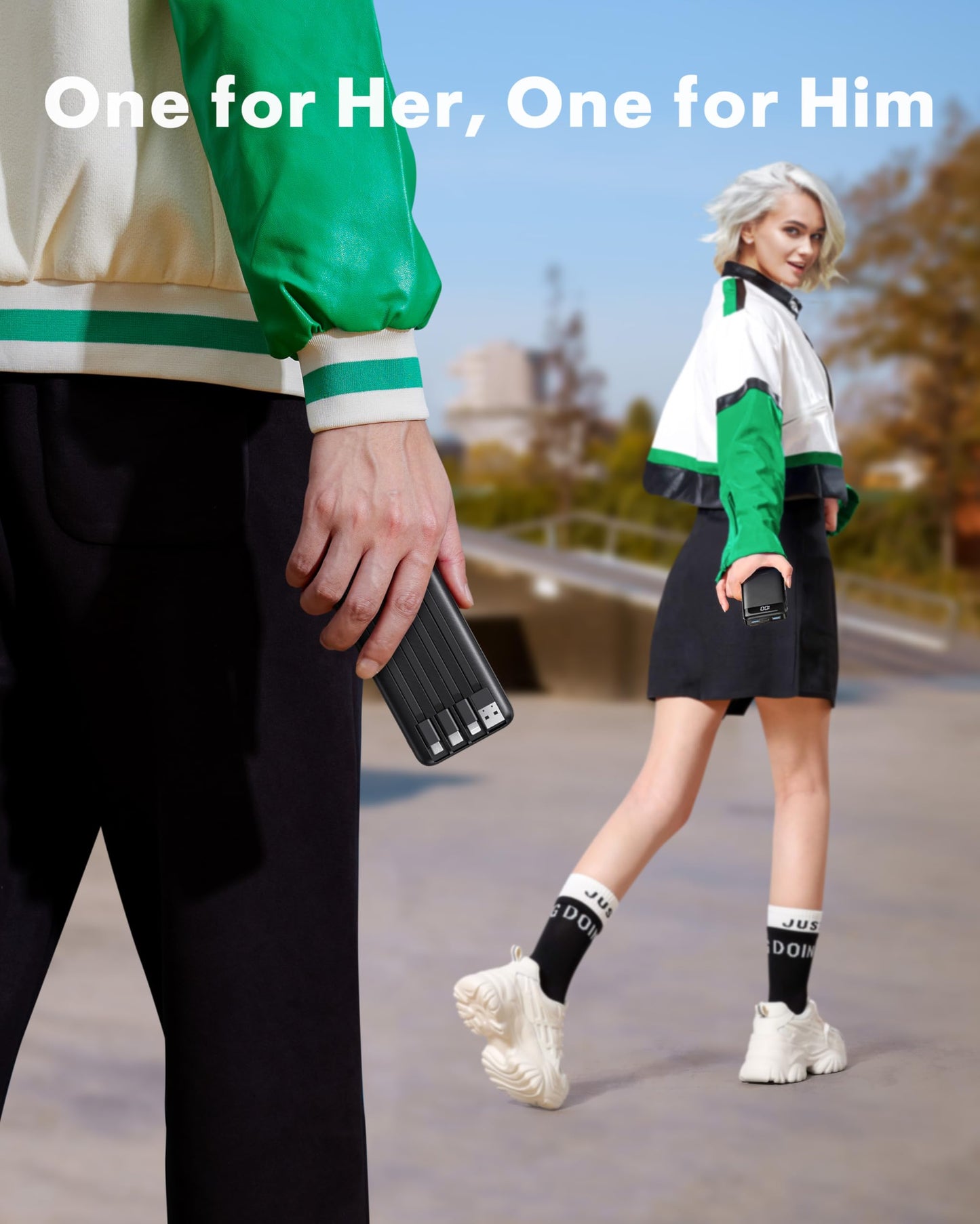 charmast Portable Charger with Built in Cables, Power Bank with Cords Wires, Slim 10000mAh Travel Battery Pack 6 Outputs 3 Inputs 6A Fast Charging for Samsung Google Pixel LG Moto iPhone iPad