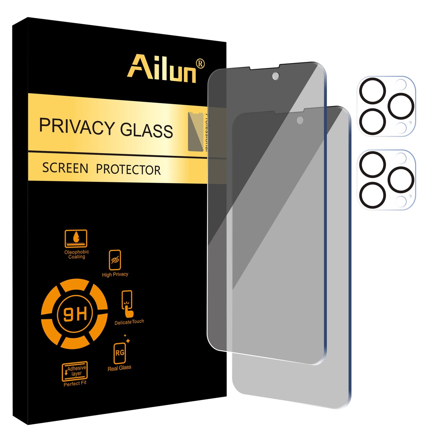 Ailun 3 Pack for iPhone 17 Pro Max Privacy Screen Protector [6.9 inch]+ 3 Pack Camera Lens Protector with Installation Frame,Dynamic Island Compatible,Anti Spy Tempered Glass[9H Hardness]-HD