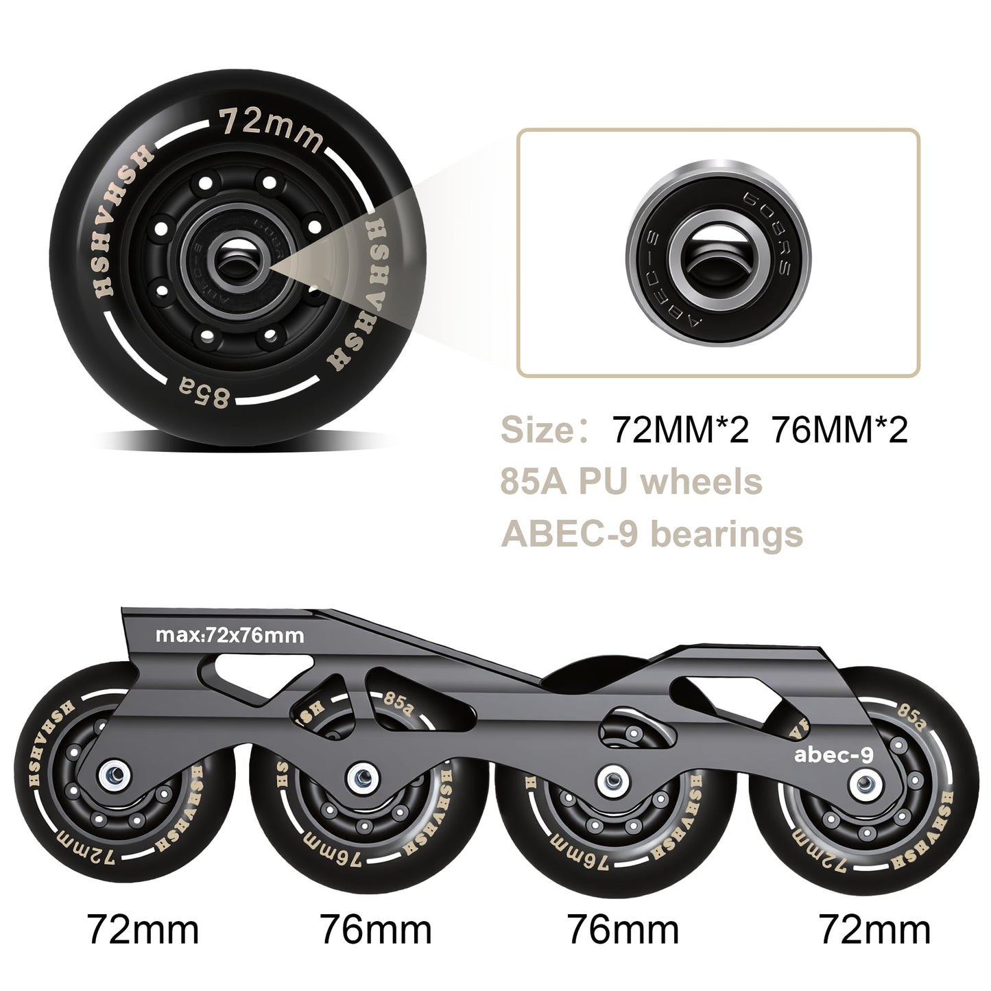 Inline Skates for Male Female, Performance Fitness Roller Skates Blades for Women Men, Professional Skates for Unisex, Outdoor & Indoor