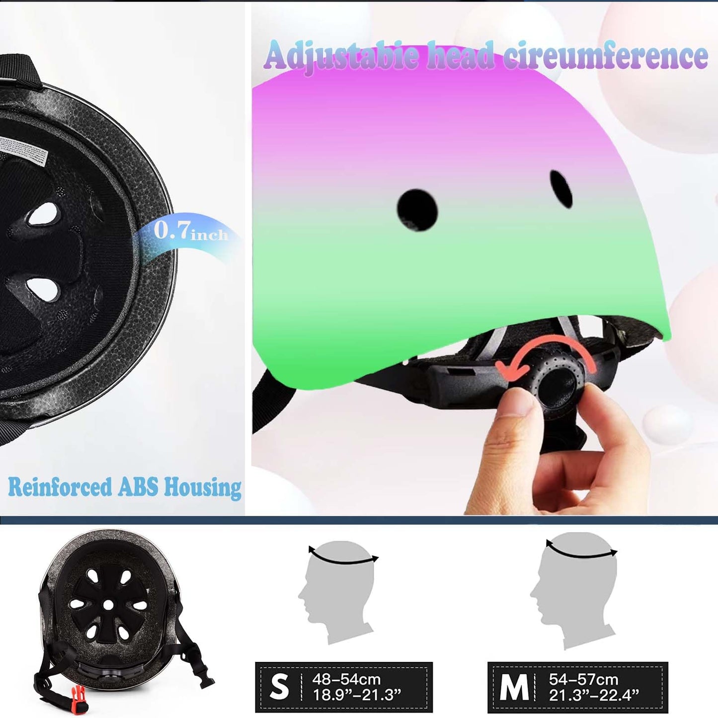 Kids Bike Helmet Set Adjustable for Children, Boys, Girls and Teenagers Aged 3-8 Years Includes Elbow, Knee, Wrist Guards Children's Helmet Protection Set for Bikes SkateboardsRollerskates