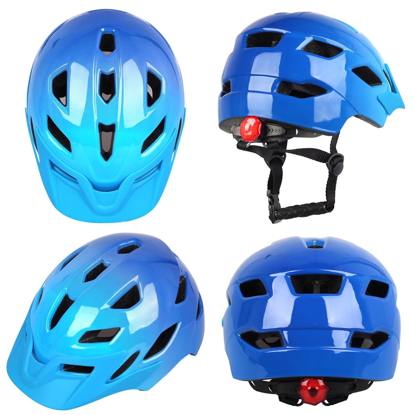 Kids Bike Helmet,Bavilk Kids Boys Girls Bike Helmets with LED Light Detachable Visor Children Youth Teen Multi-Sport for Skating Cycling Scooter Skateboard Adjustable & Lightweight 19.7"-22.4"