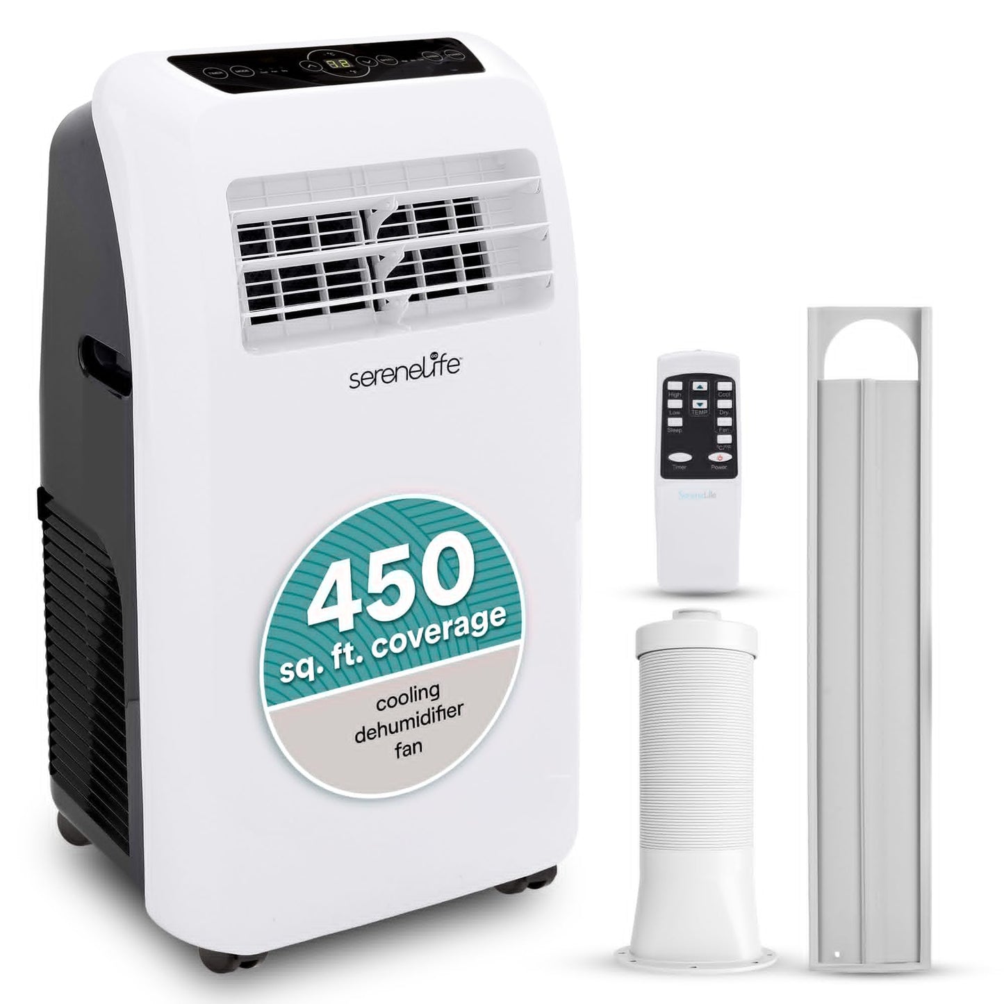 SereneLife 3-in-1 Portable Air Conditioner with Built-in Dehumidifier Function,Fan Mode, Remote Control, Complete Window Mount Exhaust Kit
