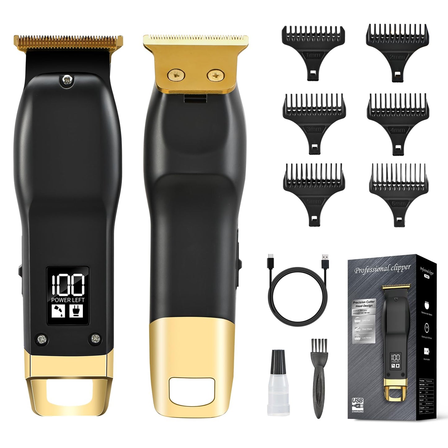 Beard Trimmer for Men - Rechargeable Men's Hair Clippers & Razor, Cordless Hair Trimmer for Face, Neck, Groin & Manscaping, Ideal Gift for Men, Black