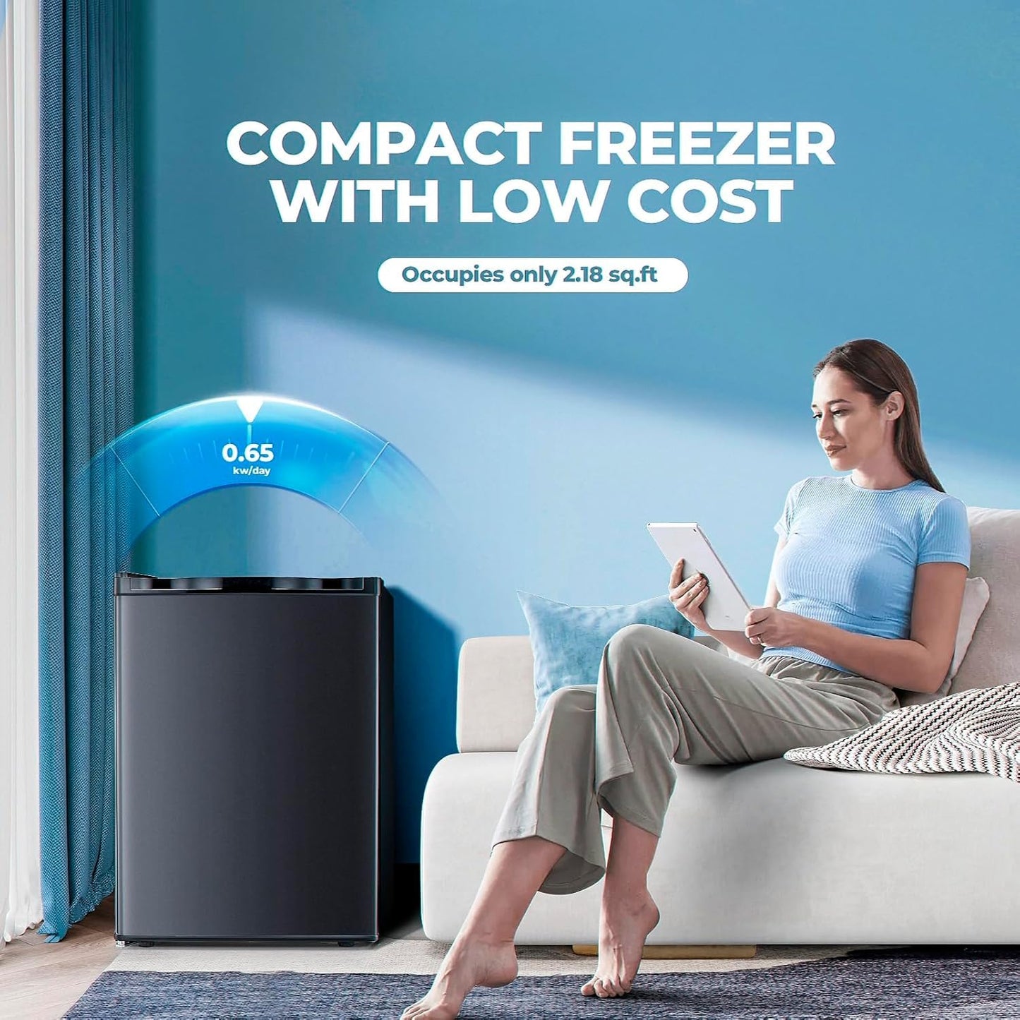 1.1 Cu.ft Upright Freezer, Small Mini Freezer with Adjustable Thermostat, Removable Shelves, Reversible Single Door, for Bedroom/Home/Dorms/Apartment, Silver