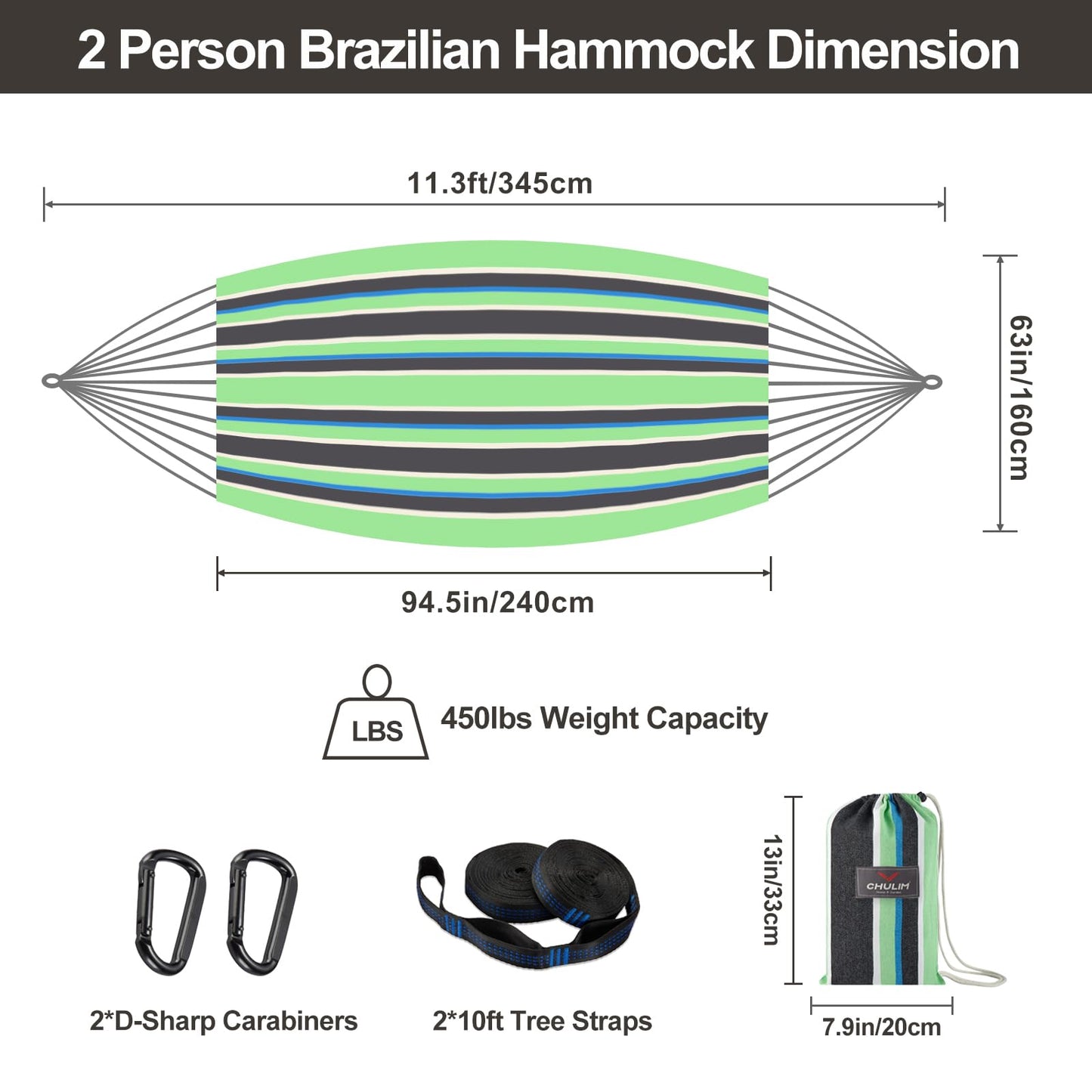 Brazilian Double Hammock with Tree Straps,Extra Large 94x63IN,2 Persons Hammock for Backyard Patio Outdoor Indoor,450lbs Weight Capacity,Soft Woven Cotton Fabric - Natrual White with Tassels