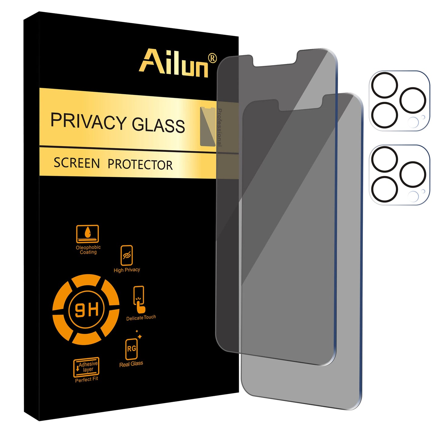 Ailun 3 Pack for iPhone 17 Pro Max Privacy Screen Protector [6.9 inch]+ 3 Pack Camera Lens Protector with Installation Frame,Dynamic Island Compatible,Anti Spy Tempered Glass[9H Hardness]-HD
