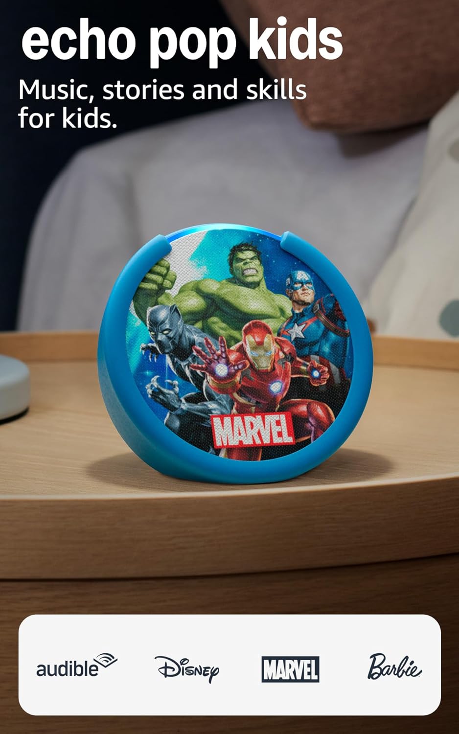 Amazon Echo Pop Kids (newest model), Designed for kids, Designed for Alexa+, parental controls, Includes 6 months of Amazon Kids+, Disney Princess