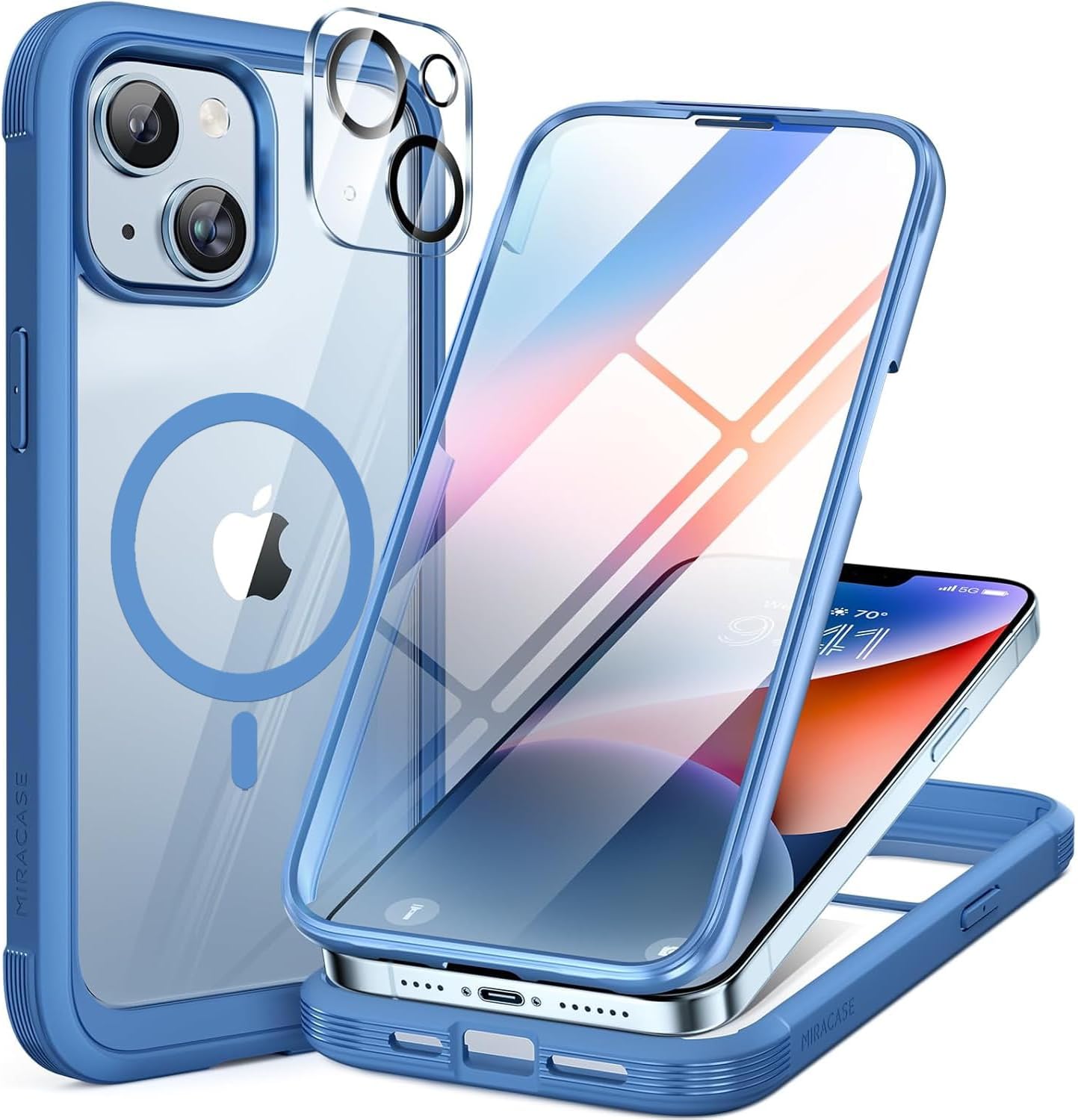 Miracase for iPhone 17e Case& iPhone 16e Case, Full-Body Phone with Built-in Glass Screen Protector, [Magnetic with MagSafe] Military Drop Proof 17 E/ 16 E Cover Bumper 6.1 inch, Black