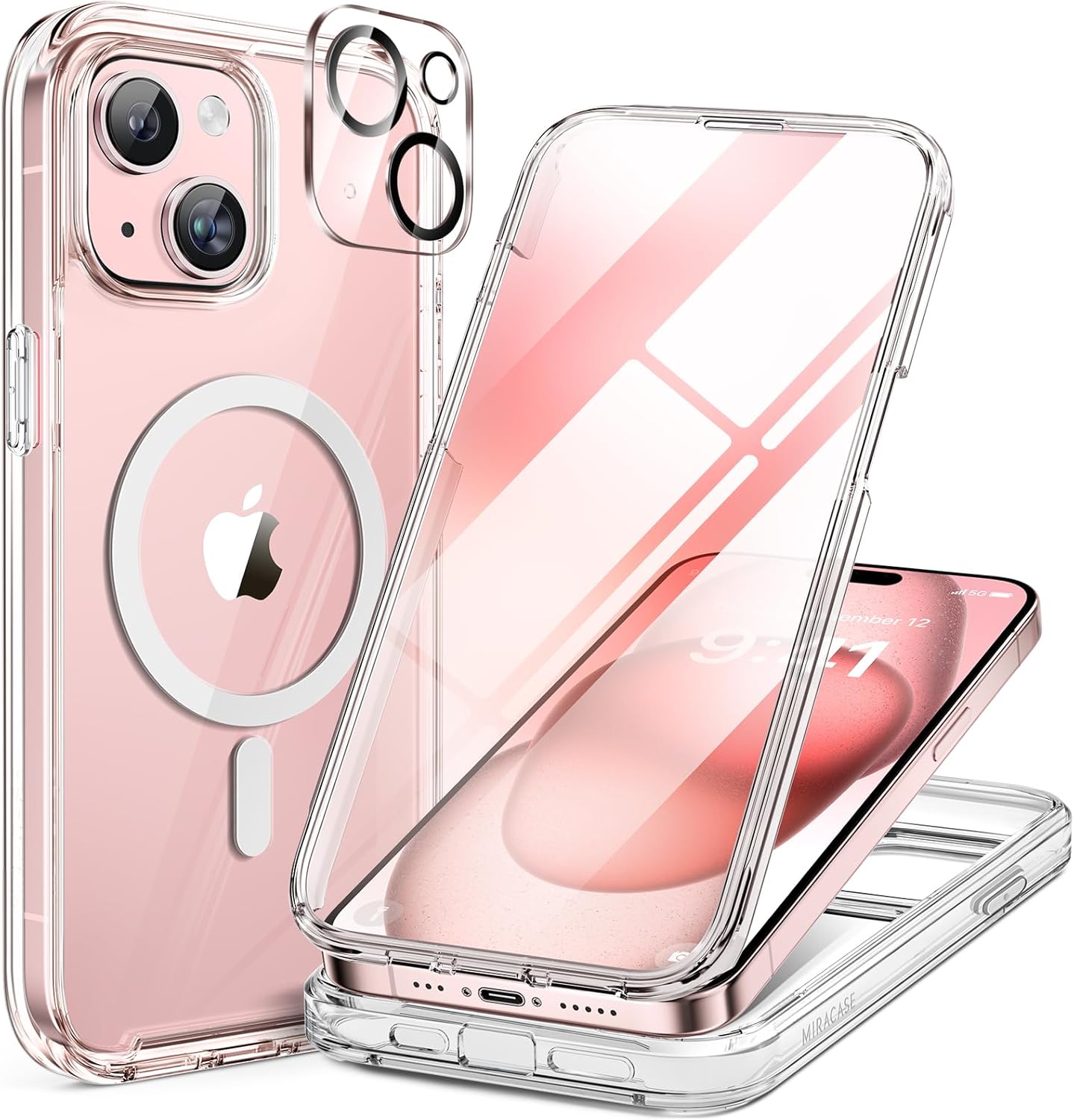 Miracase for iPhone 17e Case& iPhone 16e Case, Full-Body Phone with Built-in Glass Screen Protector, [Magnetic with MagSafe] Military Drop Proof 17 E/ 16 E Cover Bumper 6.1 inch, Black
