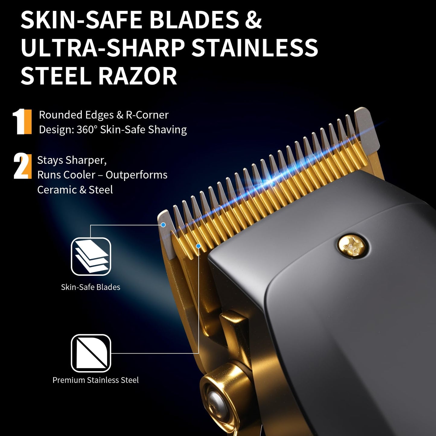 Beard Trimmer for Men - Rechargeable Men's Hair Clippers & Razor, Cordless Hair Trimmer for Face, Neck, Groin & Manscaping, Ideal Gift for Men, Black