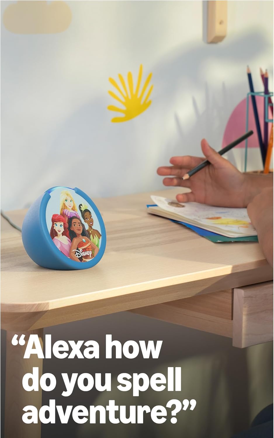 Amazon Echo Pop Kids (newest model), Designed for kids, Designed for Alexa+, parental controls, Includes 6 months of Amazon Kids+, Disney Princess