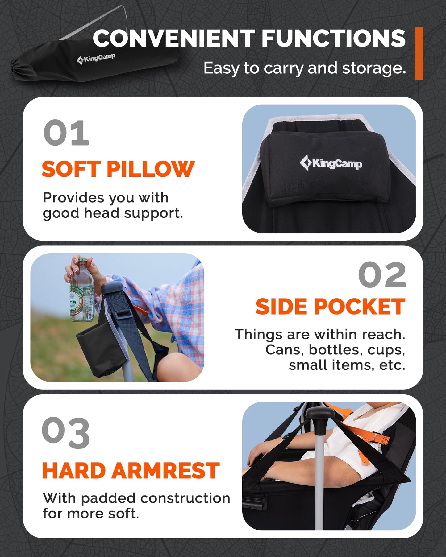 KingCamp Hammock Chair with Footrest – Heavy Duty Swinging Rocking Camping Chairs for Adults up to 400lbs, Folding Portable Oversized Rocker with Cup Holder & Pillow for Outdoor Beach Lawn RV Sports