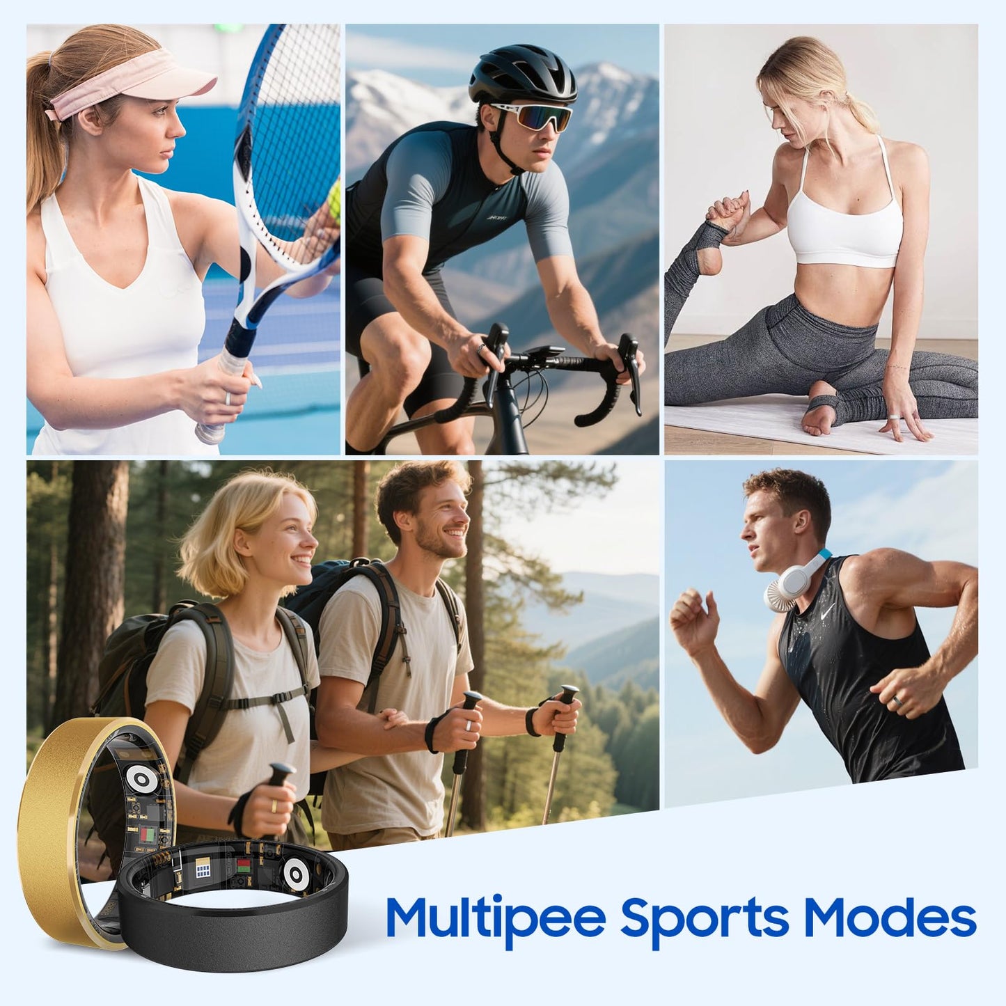 Smart Health Ring, Featuring Stress and Sleep Monitoring Functions, Compatible with iOS and Android,Waterproof Fitness Tracker for Women & Men, No Subscription Fee. (Black, 9)