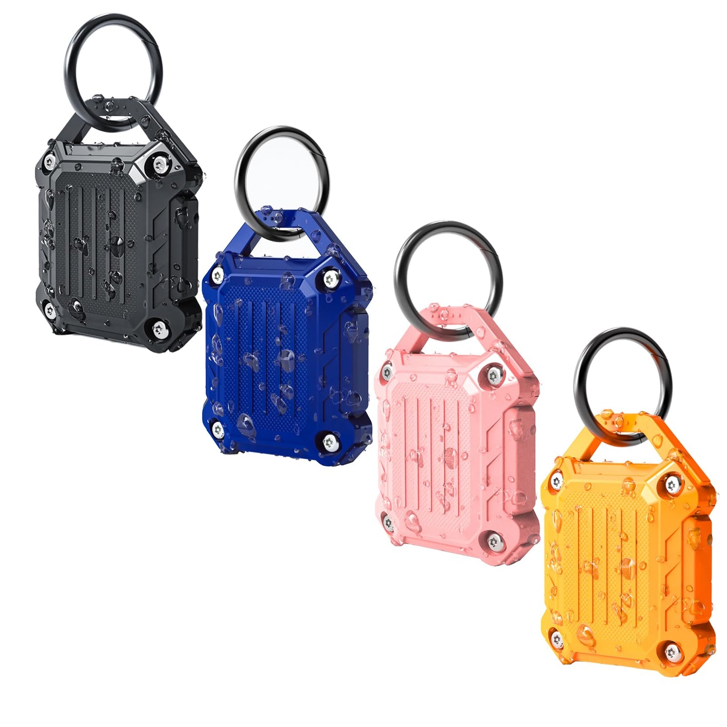 Dovick- Waterproof Airtag Keychain Holder Case,Screw Full Cover Compatible with Apple Air Tag Tracker Key Ring (Black 2Pack)