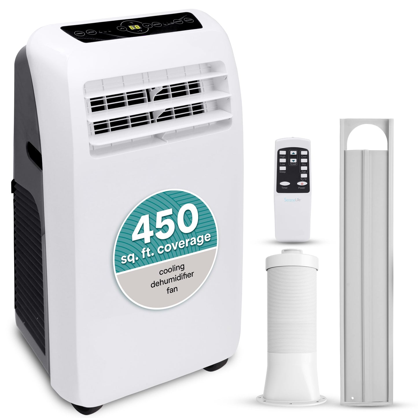 SereneLife 3-in-1 Portable Air Conditioner with Built-in Dehumidifier Function,Fan Mode, Remote Control, Complete Window Mount Exhaust Kit
