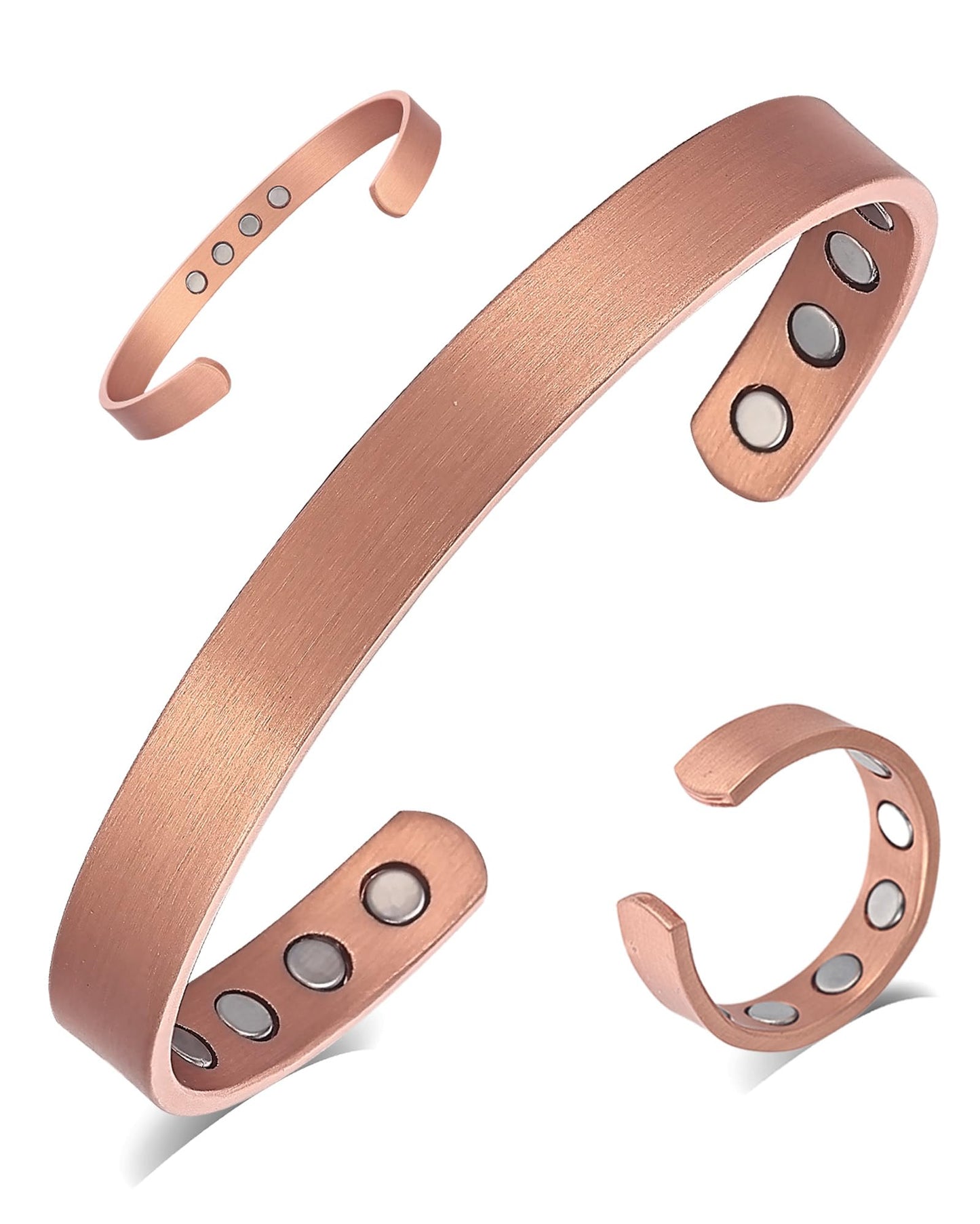 MagEnergy Copper Bracelet for Men and Women, 99.9% Pure Copper Magnetic Bangle with 8pcs 3500 Gauss Magnets, Adjustable Jewelry Gift