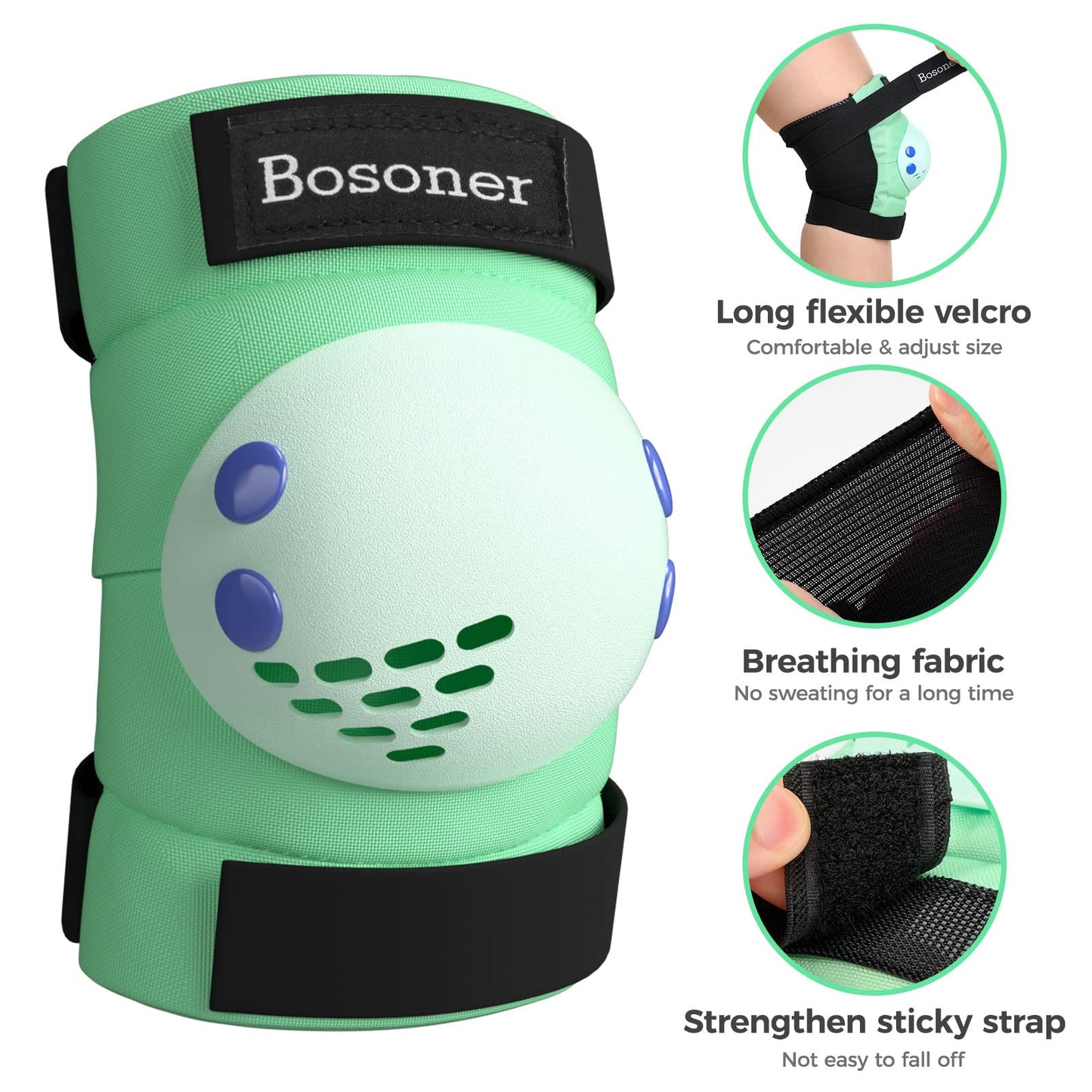 BOSONER Kids/Youth Knee Pad Elbow Pads for Roller Skates Cycling BMX Bike Skateboard Inline Rollerblading, Skating Skatings Scooter Riding Sports