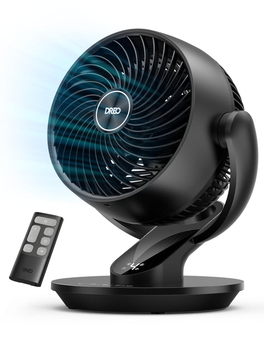 DREO Fan for Bedroom, 13-Inch Oscillating Table Air Circulator Fan for Whole Room, 120° Tilt Adjustment, 28dB Ultra-Quiet, 70ft Powerful Airflow, 4 Speeds Desk Fans with Remote for Home, Office