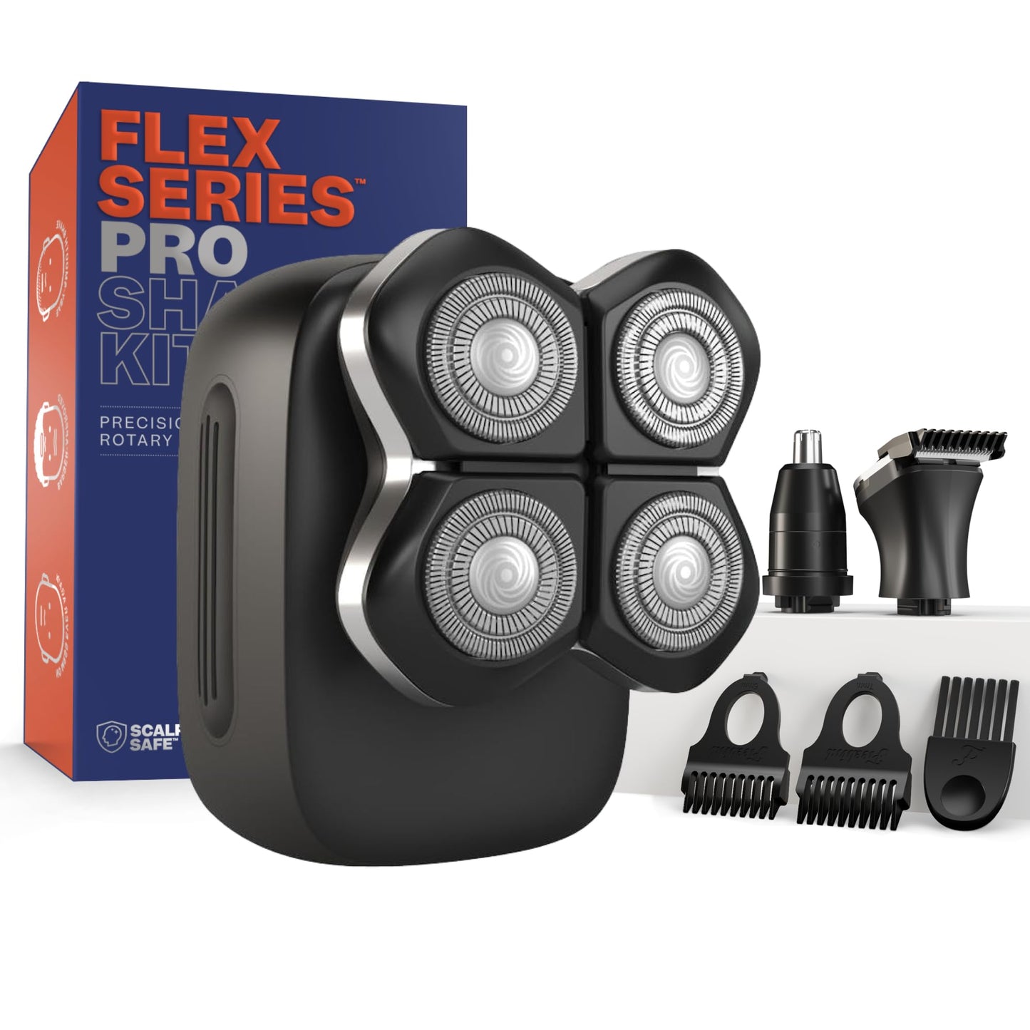 Freebird FlexSeries Electric Head & Body Hair Shaver, Mens Cordless Rechargeable Wet and Dry Skull, Bald Head, Back, Groin Waterproof Razor with Rotary Blades (FlexSeries Pro, Without Accessories)