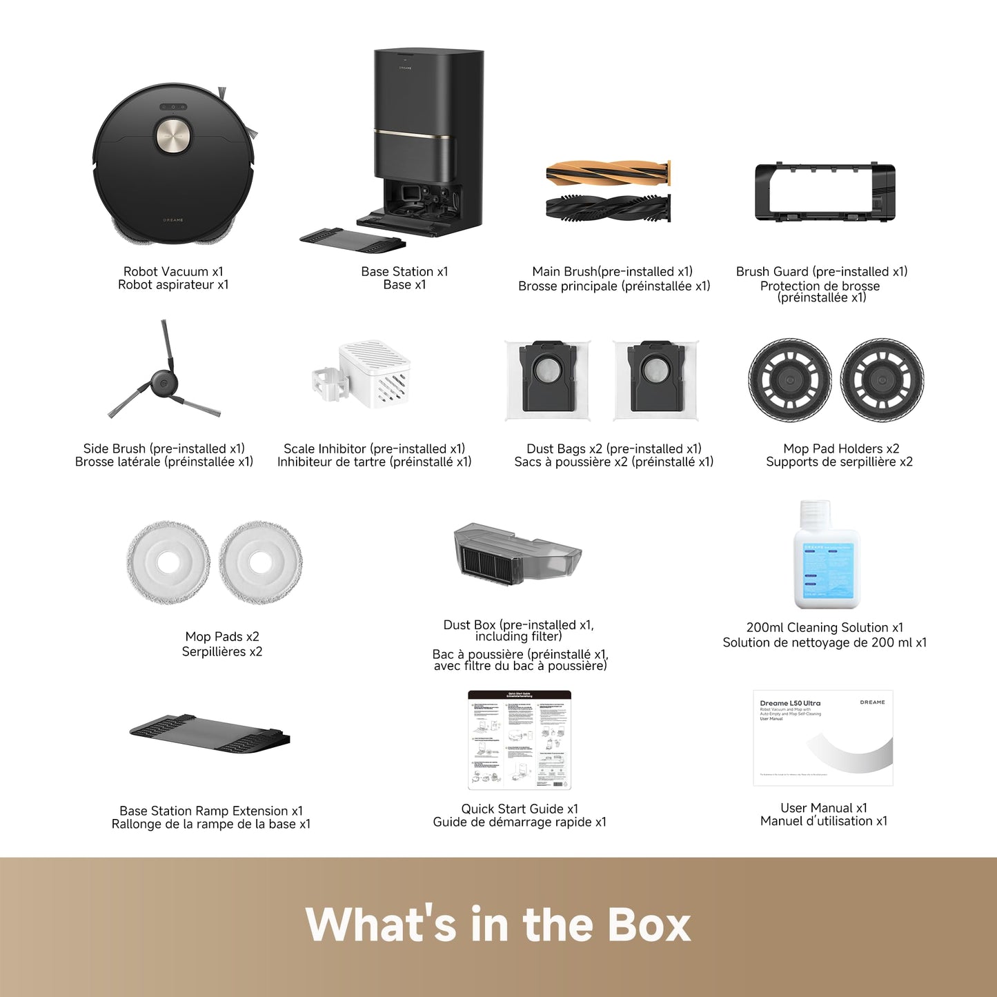 DREAME L50 Ultra Robot Vacuum and Mop White, 19,500Pa Suction, with Auto-Empty and Mop Self-Cleaning, Precise Obstacle Avoidance, HyperStream Detangling DuoBrush