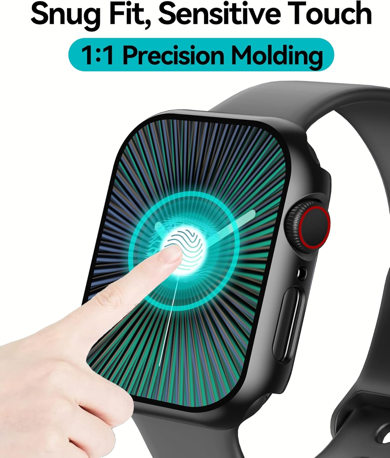 Smiling 2 Pack Case Compatible with Apple Watch SE 3 (2025)/ SE 2/ SE/Series 6/5/4 44mm with Tempered Glass Screen Protector, Hard PC Case Overall Protective Cover - Black